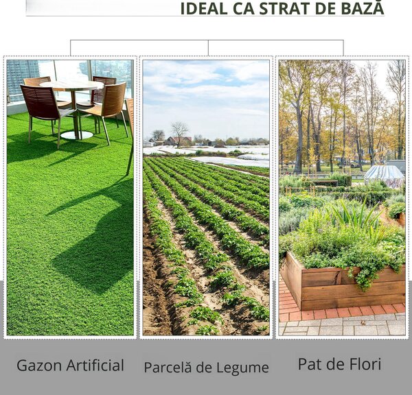Outsunny Folie Neagră de Mulci 50x2m, Protecție UV, pentru Grădină, Sera, Drenaj Eficient | Aosom Romania