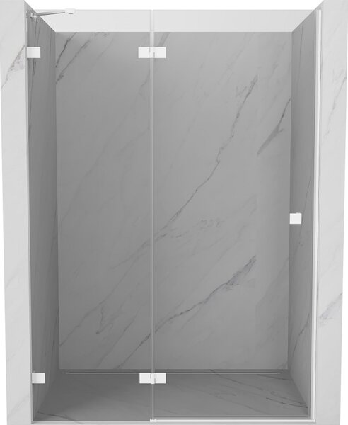 Mexen, Ușă de duș pivotantă Mexen Lunar, stânga, 130 cm, transparentă, albă - 834-130-000-20-00-L