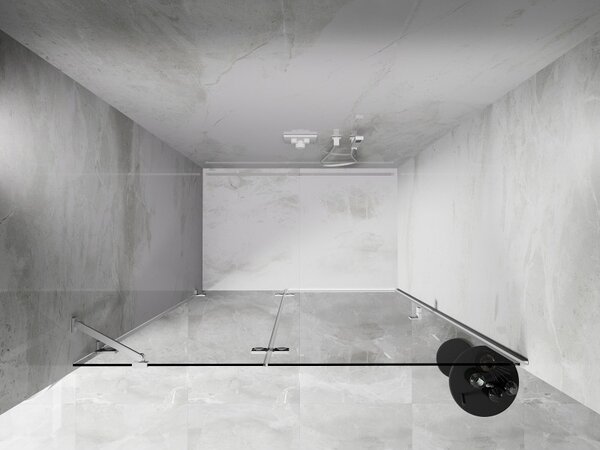 Mexen, Ușă de duș pivotantă Mexen Lunar, stânga, 130 cm, transparentă, albă - 834-130-000-20-00-L