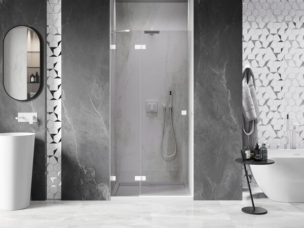 Mexen, Ușă de duș pivotantă Mexen Lunar, stânga, 70 cm, transparentă, albă - 834-070-000-20-00-L