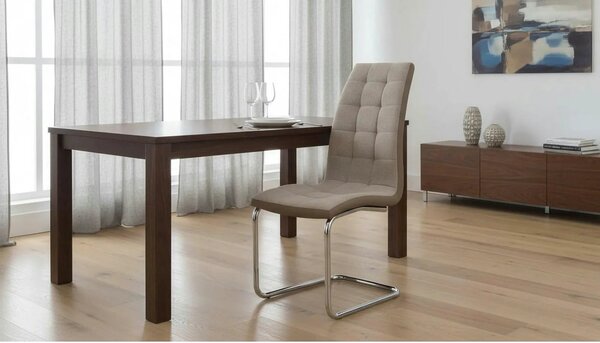 Scaun SALOMA NEW, bej/crom, textil/piele ecologica/metal, 42x57x105 cm
