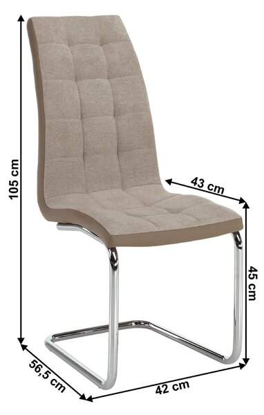 Scaun SALOMA NEW, bej/crom, textil/piele ecologica/metal, 42x57x105 cm