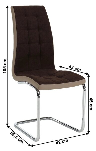 Scaun bucătărie SALOMA NEW, maro/bej, stofa clasica/piele ecologica/me