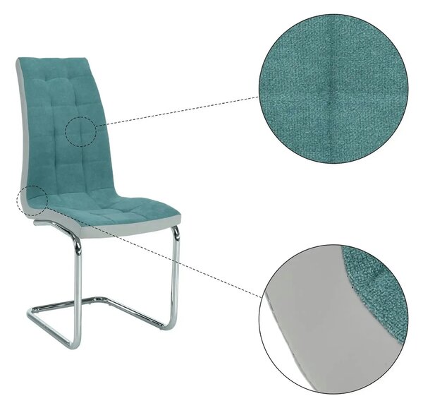 Scaun bucatarie SALOMA NEW, textil/piele ecologica/metal, mentol/gri/c