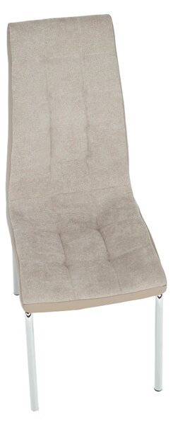 Scaun dining GERDA NEW, bej/crom, textil/piele ecologica/metal, 42x58x