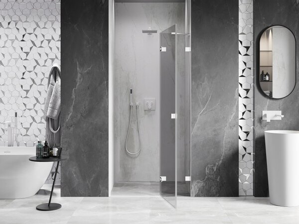 Mexen, Ușă de duș pivotantă Mexen Lunar, dreapta, 70 cm, transparentă, albă - 834-070-000-20-00-P