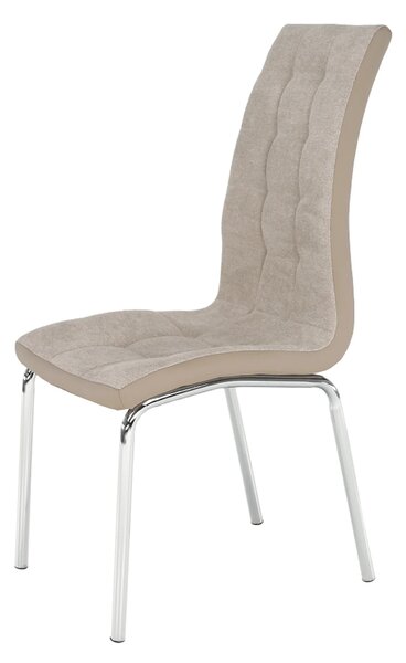 Scaun dining GERDA NEW, bej/crom, textil/piele ecologica/metal, 42x58x