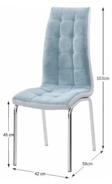 Scaun bucatarie GERDA NEW, mentol/gri/crom, textil/piele ecologica/met