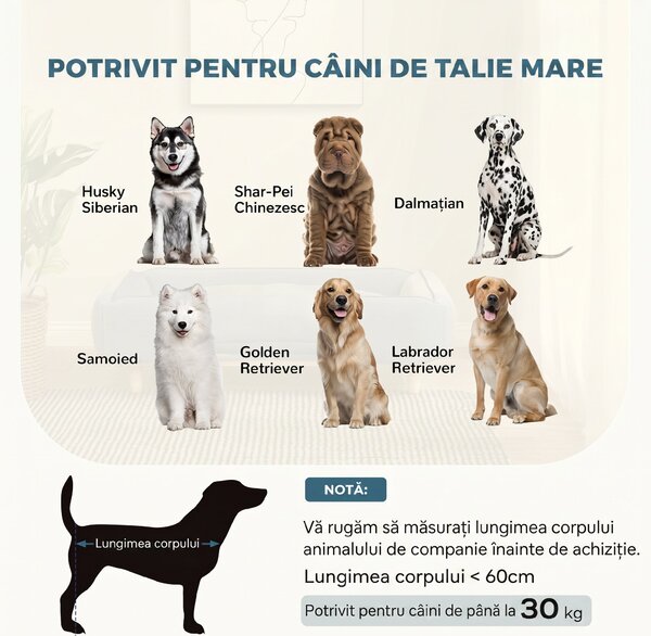 PawHut Canapea pentru Câini până la 30 kg cu Pernă Detașabilă, 96x66x24 cm, Albastru | Aosom Romania