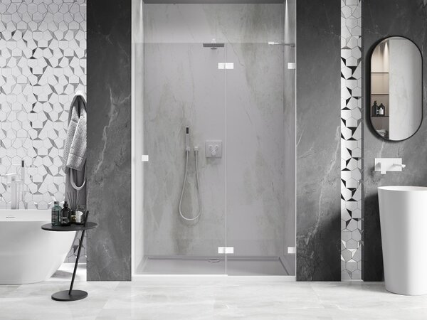 Mexen, Ușă de duș pivotantă Mexen Lunar, dreapta, 130 cm, transparentă, albă - 834-130-000-20-00-P