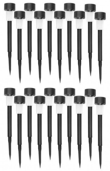 Set 20 x lampa solara de gradina, 30 cm, Negru