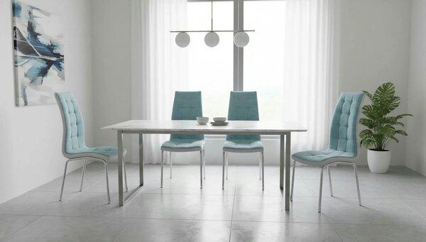 Scaun bucatarie GERDA NEW, mentol/gri/crom, textil/piele ecologica/met