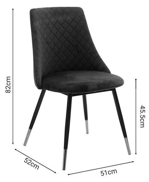 Scaun catifea Giselle Pako World Negru 52x51x82 cm