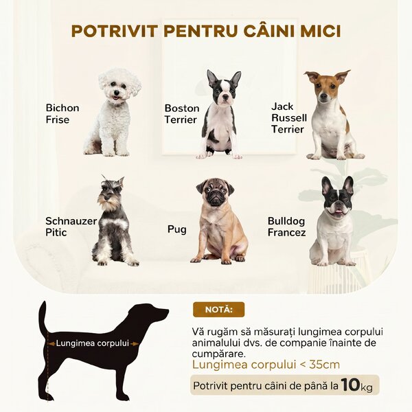 PawHut Canapea Ridicată pentru Câini cu Spațiu Ascuns pentru Depozitare, 80x40x46 cm, Bej | Aosom Romania