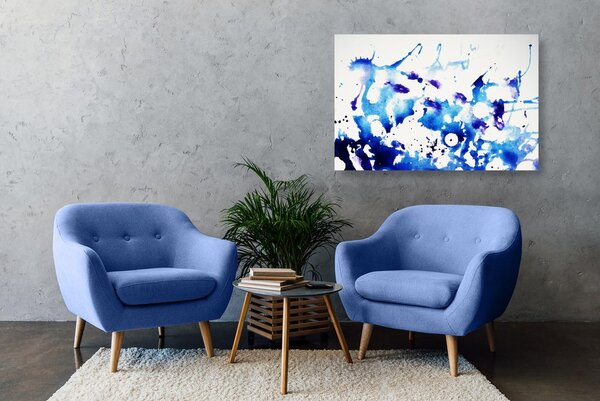 Tablou acuarel albastru în design abstract