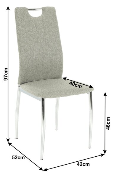 Scaun bucatarie OLIVA NEW, bej/crom, textil/metal, 42x52x97 cm