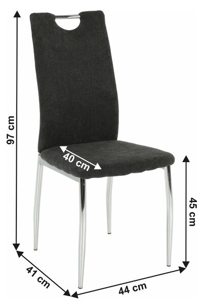 Scaun OLIVA NEW, gri maroniu/crom, textil/metal, 42x52x97 cm