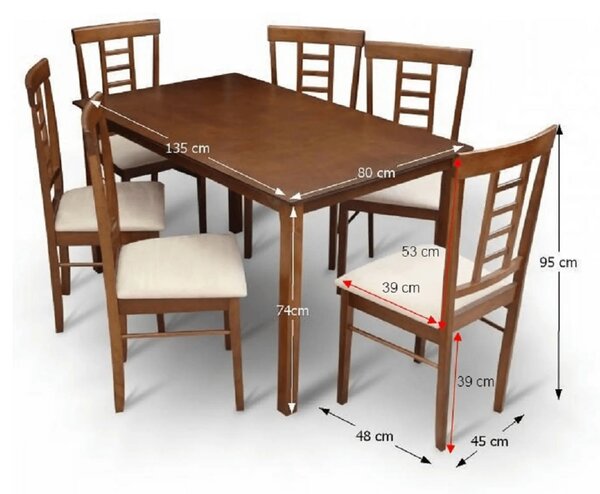 Set masa si 6 scaune OLEG NEW, nuc/bej