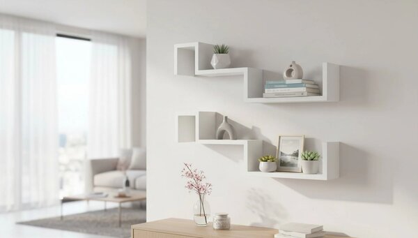 Set 2 rafturi FRI NEW, alb, 77x10x28 cm