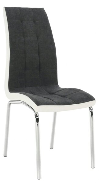 Scaun bucatarie GERDA NEW, gri inchis/alb, piele ecologica/metal, 42x5