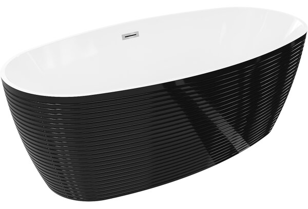 Mexen Lira, cadă de baie independentă, model, 170 x 80 cm, alb-negru, preaplin cromat, 52831708075-01