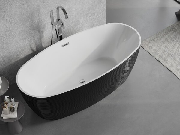 Mexen Lira, cadă de baie independentă, model, 170 x 80 cm, alb-negru, preaplin cromat, 52831708075-01