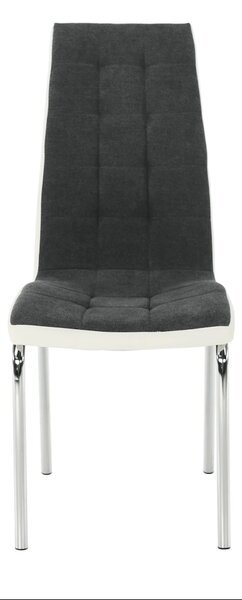 Scaun bucatarie GERDA NEW, gri inchis/alb, piele ecologica/metal, 42x5