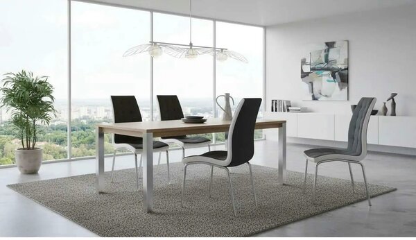 Scaun bucatarie GERDA NEW, gri inchis/alb, piele ecologica/metal, 42x5