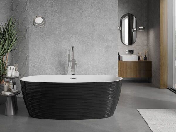 Mexen Lira, cadă de baie independentă, model, 170 x 80 cm, alb-negru, preaplin cromat, 52831708075-01