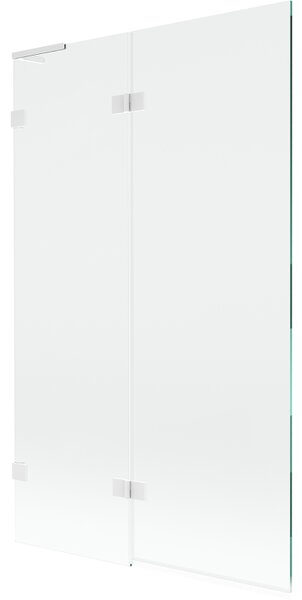 Mexen Lunar L, paravan de cadă cu 2 aripi, stânga, 110 x 150 cm, sticlă transparentă de 8 mm, profil alb, 897L-110-100-20-00-L