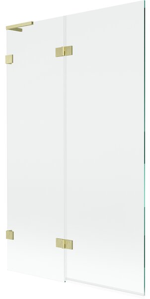 Mexen Lunar L, paravan de cadă cu 2 aripi, stânga, 110 x 150 cm, sticlă transparentă, auriu mat, 897L-110-100-55-00-L