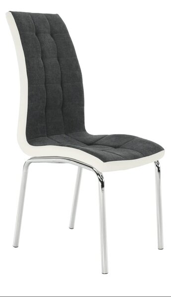 Scaun bucatarie GERDA NEW, gri inchis/alb, piele ecologica/metal, 42x5