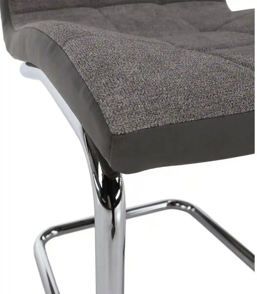 Scaun SALOMA NEW, gri, stofa clasica/pielele ecologica/metal, 42x56.5x