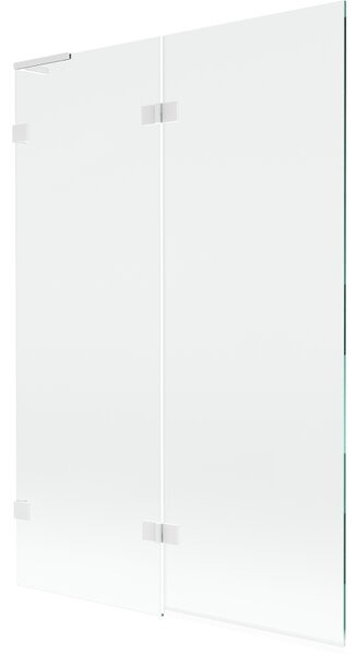 Mexen Lunar L, paravan de cadă cu 2 aripi stânga 120 x 150 cm, sticlă transparentă de 8 mm, profil alb, 897L-120-100-20-00-L