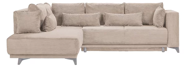 Colțar Extensibil NOMAD, cu ladă de depozitare, variante stânga/dreapta 280x215x90 cm, Maro-Deschis-Zoom / Stanga