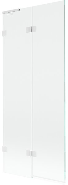 Mexen Lunar L, paravan de cadă cu 2 aripi, stânga, 80 x 150 cm, sticlă transparentă de 8 mm, profil alb, 897L-080-100-20-00-L