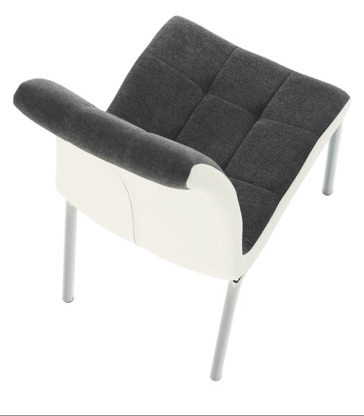 Scaun bucatarie GERDA NEW, gri inchis/alb, piele ecologica/metal, 42x5