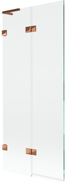 Mexen Lunar L, paravan de cadă cu 2 aripi, stânga, 80 x 150 cm, sticlă transparentă, auriu-roz, 897L-080-100-60-00-L