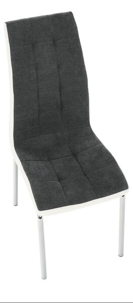 Scaun bucatarie GERDA NEW, gri inchis/alb, piele ecologica/metal, 42x5