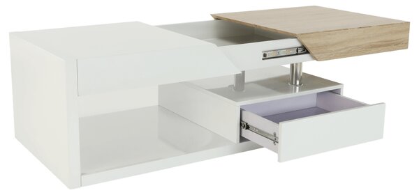 Masuta cafea MELIDA, alb/stejar sonoma, 120x60x43 cm