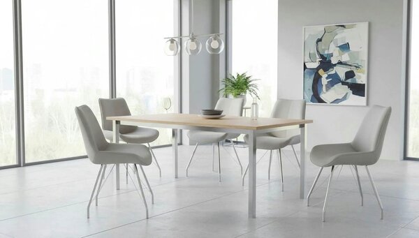 Scaun MADORA, gri/crom, textil cu efect de piele intoarsa/metal, 54x60