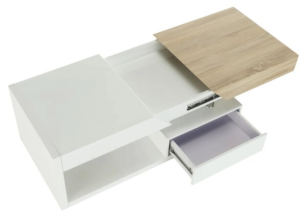 Masuta cafea MELIDA, alb/stejar sonoma, 120x60x43 cm