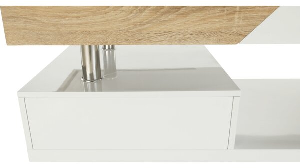 Masuta cafea MELIDA, alb/stejar sonoma, 120x60x43 cm