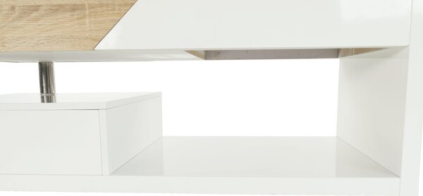 Masuta cafea MELIDA, alb/stejar sonoma, 120x60x43 cm
