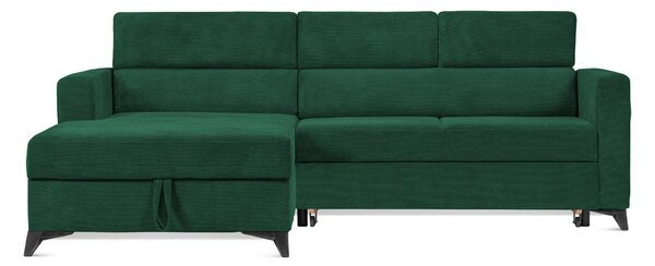 Colțar Extensibil MIZZONI, cu lada depozitare, tetiere reglabile, 250 x 175 x 94 cm, Verde-Run-Again / Stanga