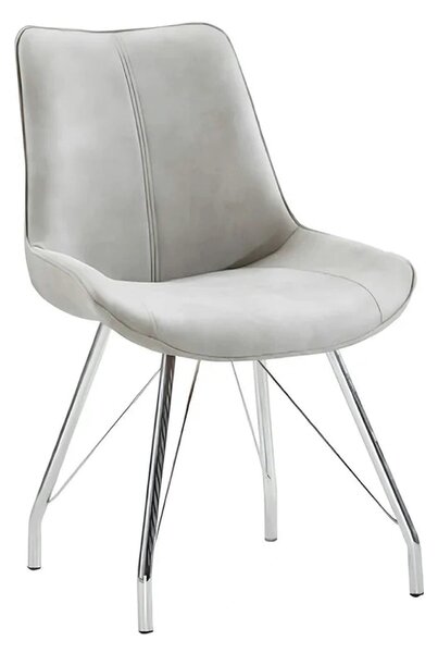 Scaun MADORA, gri/crom, textil cu efect de piele intoarsa/metal, 54x60