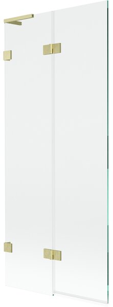 Mexen Lunar L, paravan de cadă cu 2 aripi, stânga, 80 x 150 cm, sticlă transparentă, auriu mat, 897L-080-100-55-00-L