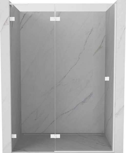 Mexen Lunar L, ușă de duș pivotantă stânga 130 cm, sticlă transparentă de 8 mm, profil alb, 834L-130-000-20-00-L