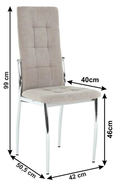 Scaun ADORA NEW, bej, stofa clasica/metal, 42x51x99 cm