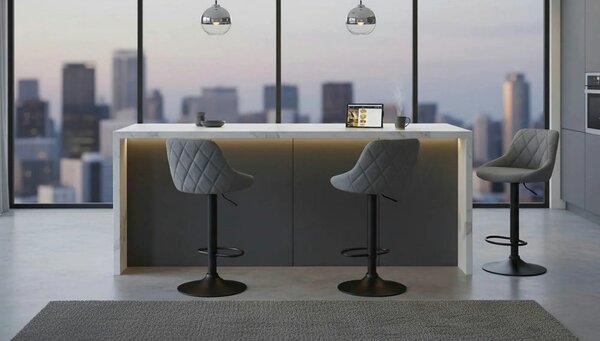Scaun bar TERKAN, gri/negru, stofa clasica/otel, 48x51x84/105 cm